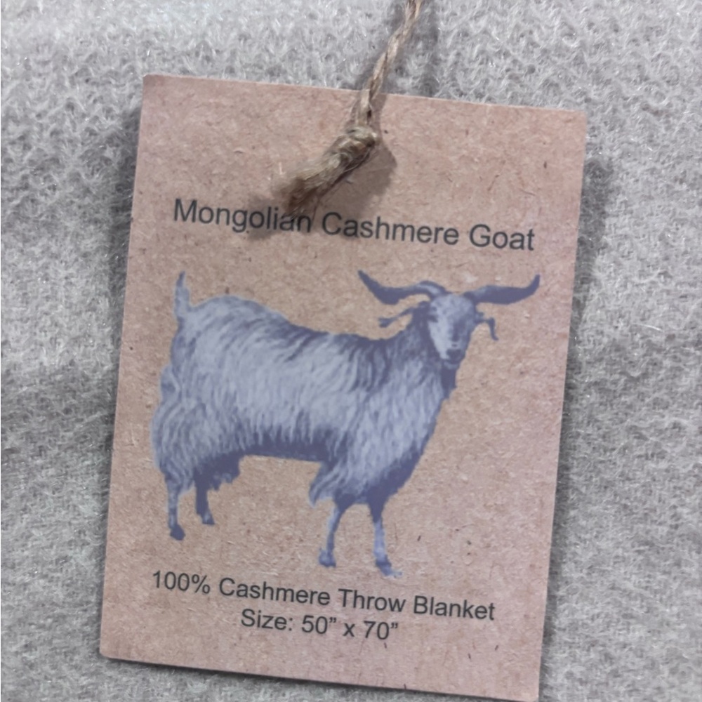 Mongolian Cashmere Goat Throw Blanket by. ALASHAN in oatmeal color